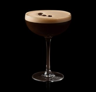 Coffee Martini cocktail on glass surface