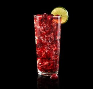 Vodka Cranberry cocktail on glass surface