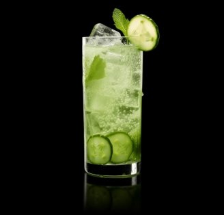 Cucumber Vodka Cooler cocktail on glass surface