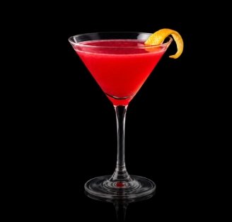 Cosmopolitan cocktail on glass surface