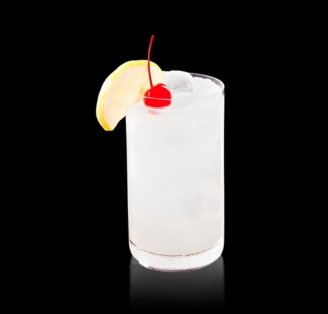 Vodka Collins cocktail on glass surface